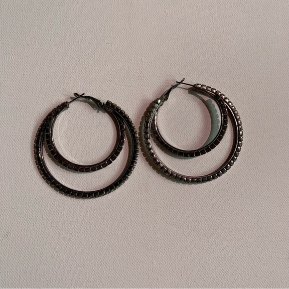 Express Rhinestone Hoops Earrings - Picture 3 of 8